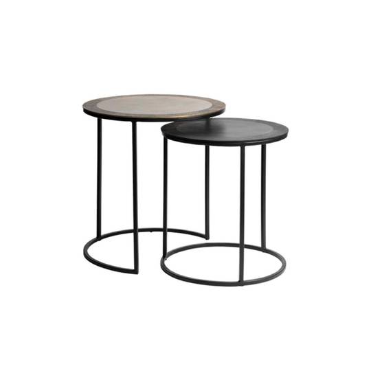 Aluminium & Iron Side Table Set of 2 Bronze and Black